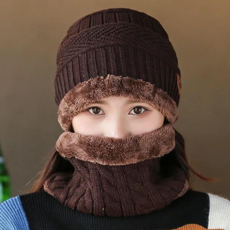 ❤️ Mũ Len Kèm Khăn Lót Lông Nam Nữ Hàn Quốc Cao Cấp SP ❤️