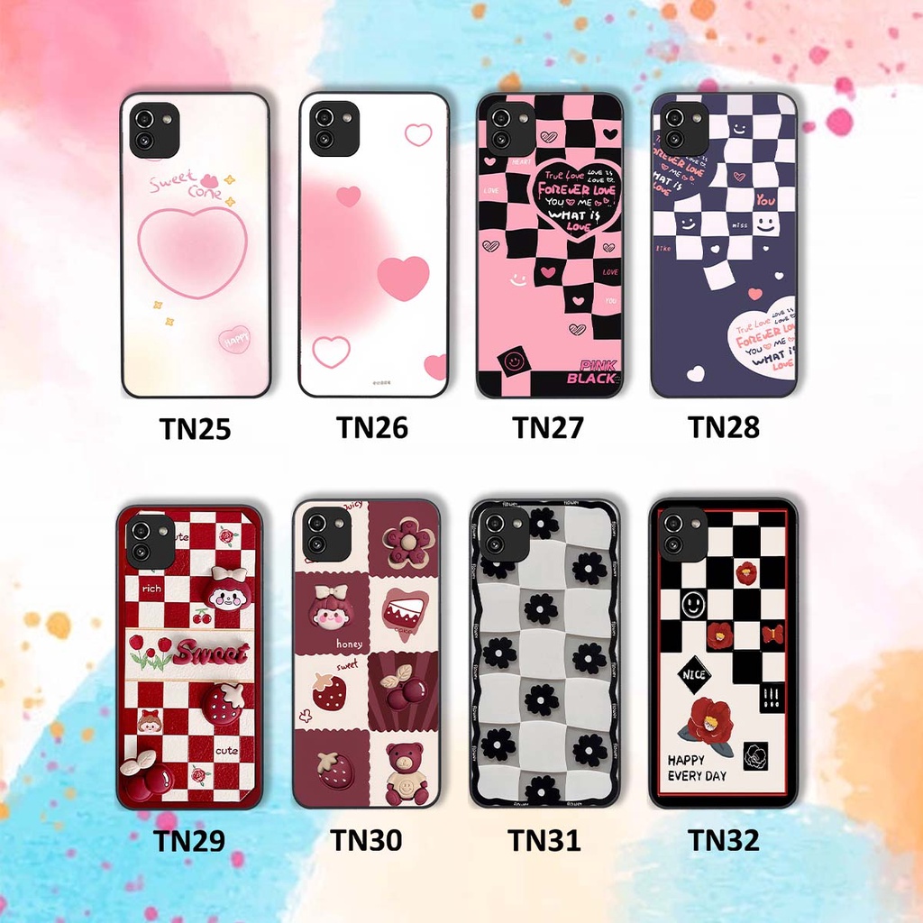 Ốp Samsung A03 in hình trái tim, caro kẹo ngọt đầy cá tính siêu đẹp siêu chất