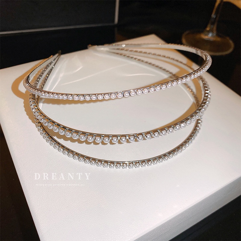 Băng Đô Nhiều Lớp Đính Ngọc Trai Nhân Tạo Thời Trang Cao Cấp