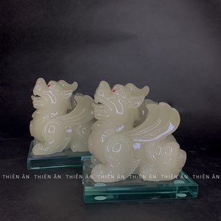 [Đồ phong thủy] Cặp Tỳ Hưu (7x10x11cm) đặt tại bàn thờ Thần Tài Ông Địa có 2 màu: trắng - vàng
