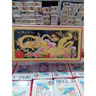 Tranh đính đá long phụng sum vầy kt: 1m60 x 75cm