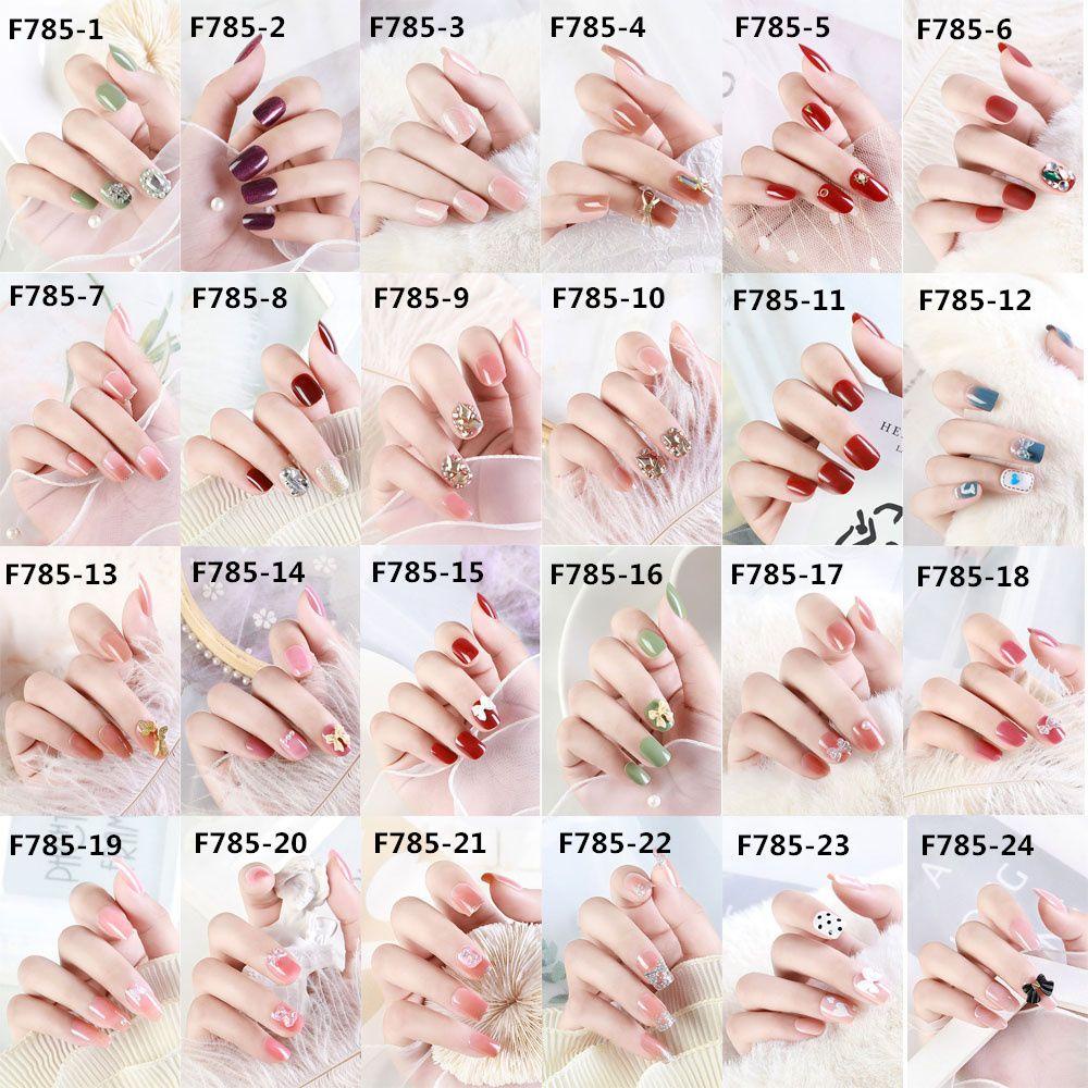Bộ 24 Móng Tay Giả Ngắn Che Phủ Toàn Diện Tháo Rời Được