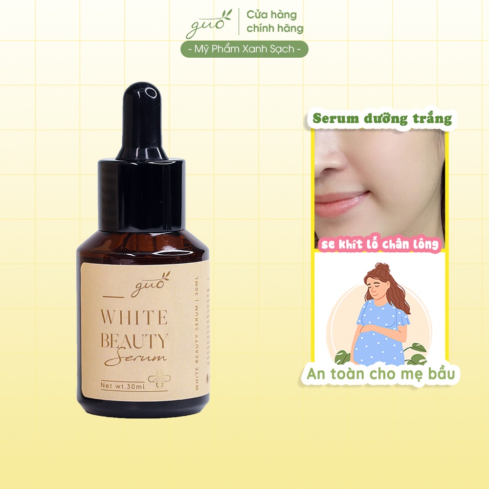 Serum Dưỡng Trắng Mờ Thâm Nám Cho Bà Bầu Guo 30ml [Mật Ong Lên Men, Thu Nhỏ Lỗ Chân Lông]