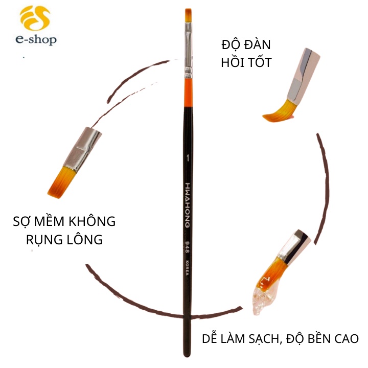 Cọ bản nail Hwahong chính hãng nhập khẩu Hàn Quốc - Cọ bản vuông số 1 vẽ hoa chuyên dụng