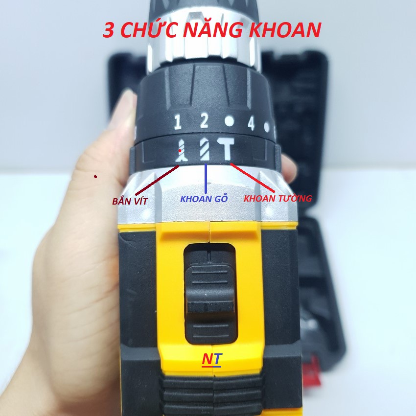 [FreeShip] Máy Khoan Bê Tông Dewalt 26V - 2 Pin Chuẩn 5 Cell - Máy Khoan Tường, Máy Bắt Vít - Máy Khoan Có Búa