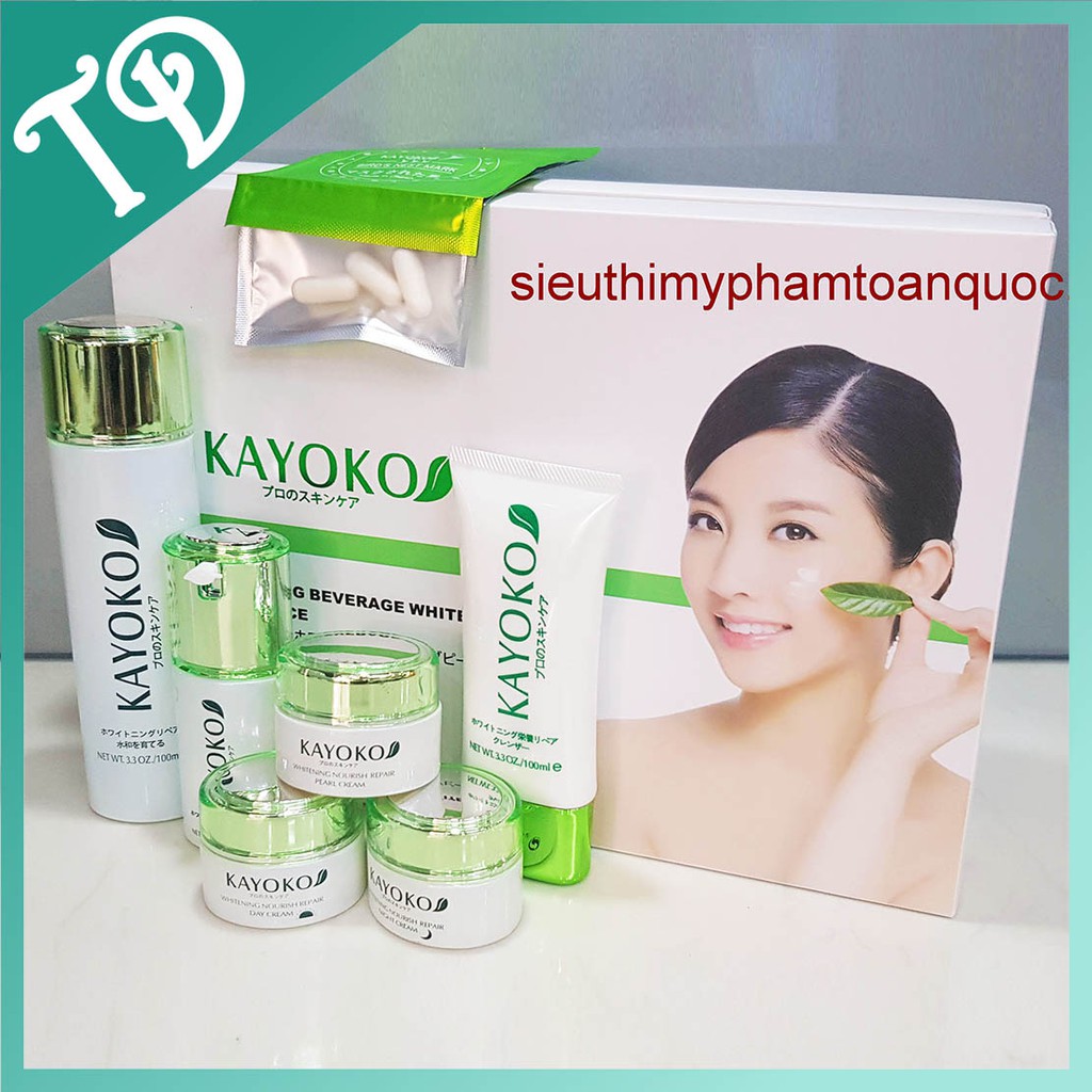 Mỹ phẩm nám Kayoko 6in1 Nhật Bản, mỹ phẩm tàn nhang, dưỡng trắng da và loại bỏ các vết thâm trên da.