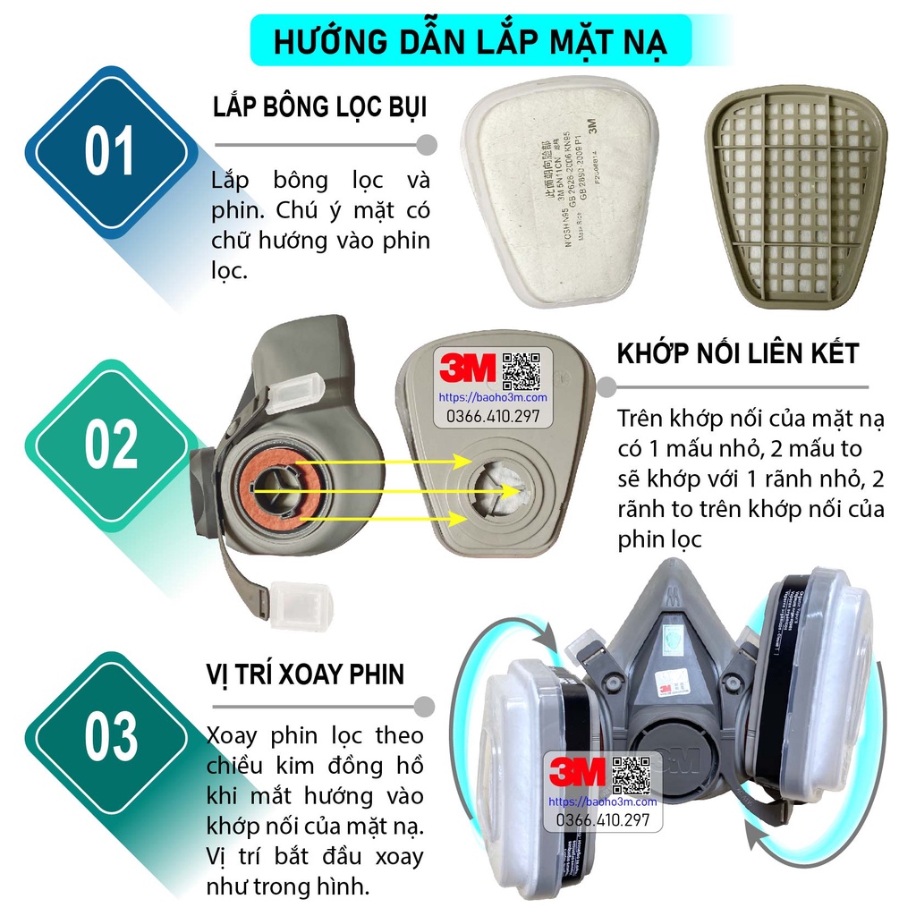 MẶT NẠ PHÒNG ĐỘC 3M 6200 dùng dùng phun sơn, phun foam cách nhiệt