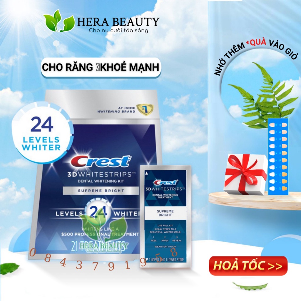 Miếng dán trắng răng Crest 3D Whitestrips - Trắng sáng tại nhà, đổi mới cho bạn - Hàng Mỹ