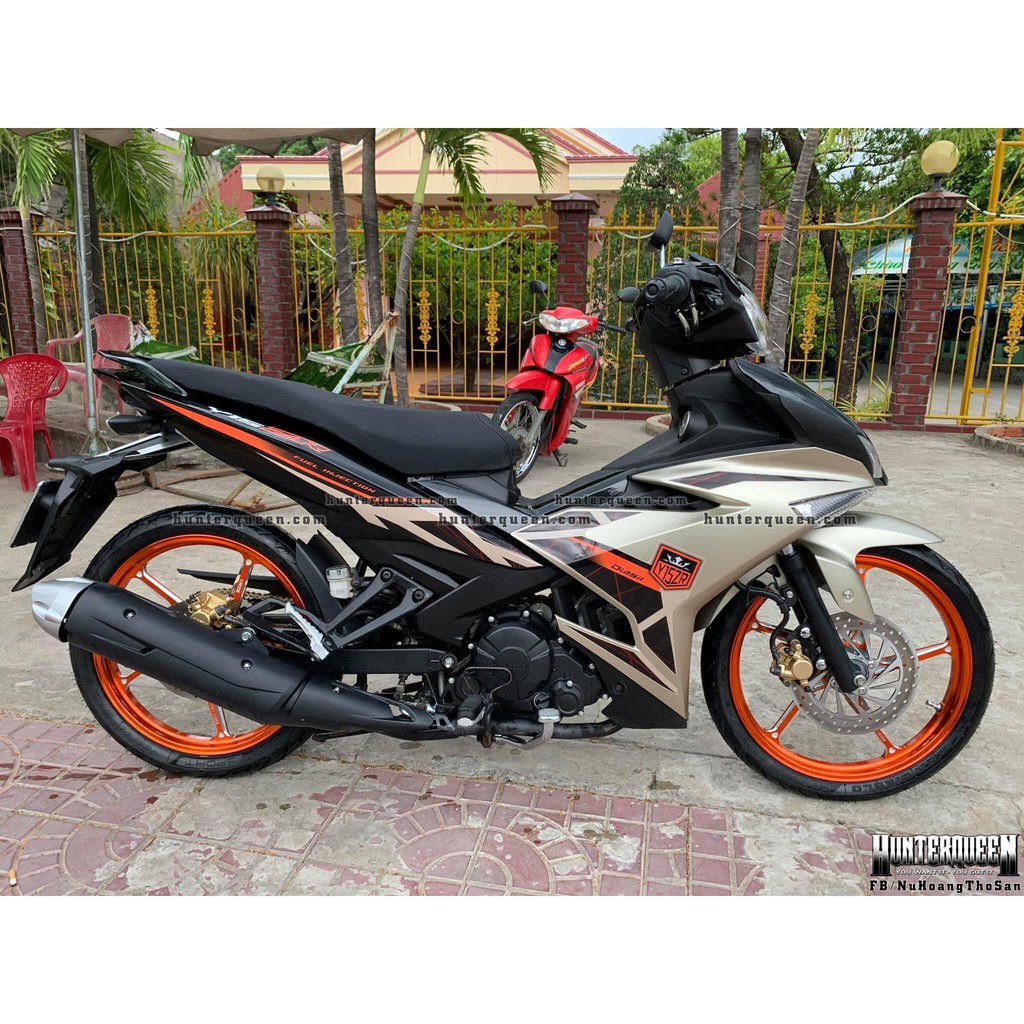 Tem rời Y15ZR 150 đen - đồng - cam. Decal cao cấp không bay màu bong tróc