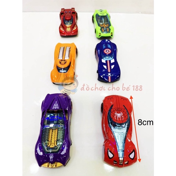 Hộp đồ chơi bộ xe sắt bằng sắt chạy trớn captain, spiderman,avengers
