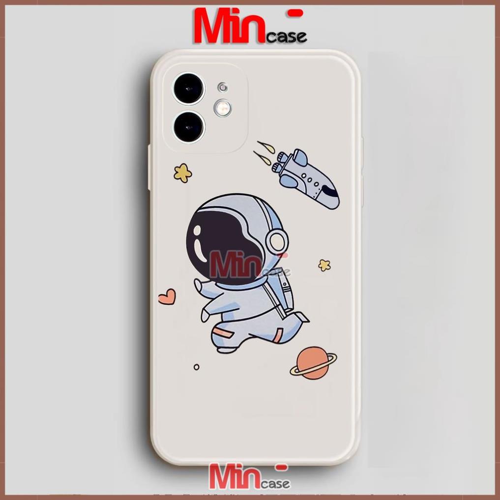 Ốp lưng iPhone Phi hành gia Cute cạnh viền vuông silicon mềm dẻo cho iphone 6/6s/7/8/X/XS/11/12/13 Pro Plus Max