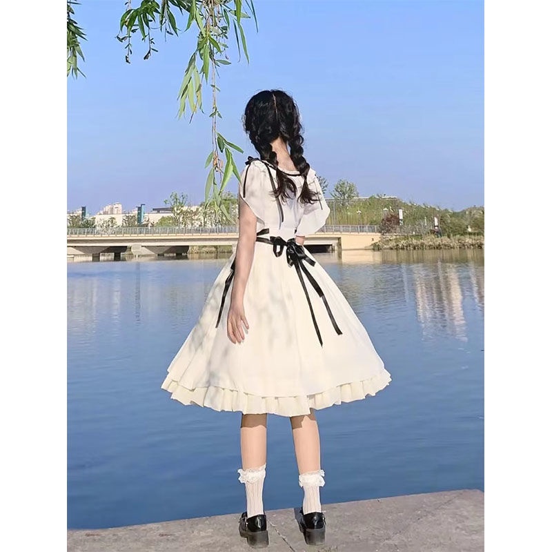 Váy Búp Bê Công Chúa Eo Cao Viền Nấm Cánh Hoa Ngọt Ngào Phong Cách Nhật Bản Thời Trang Mùa Hè Cho Nữ Sinh