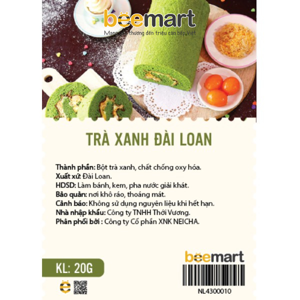 Bột trà xanh  Đài Loan 20g