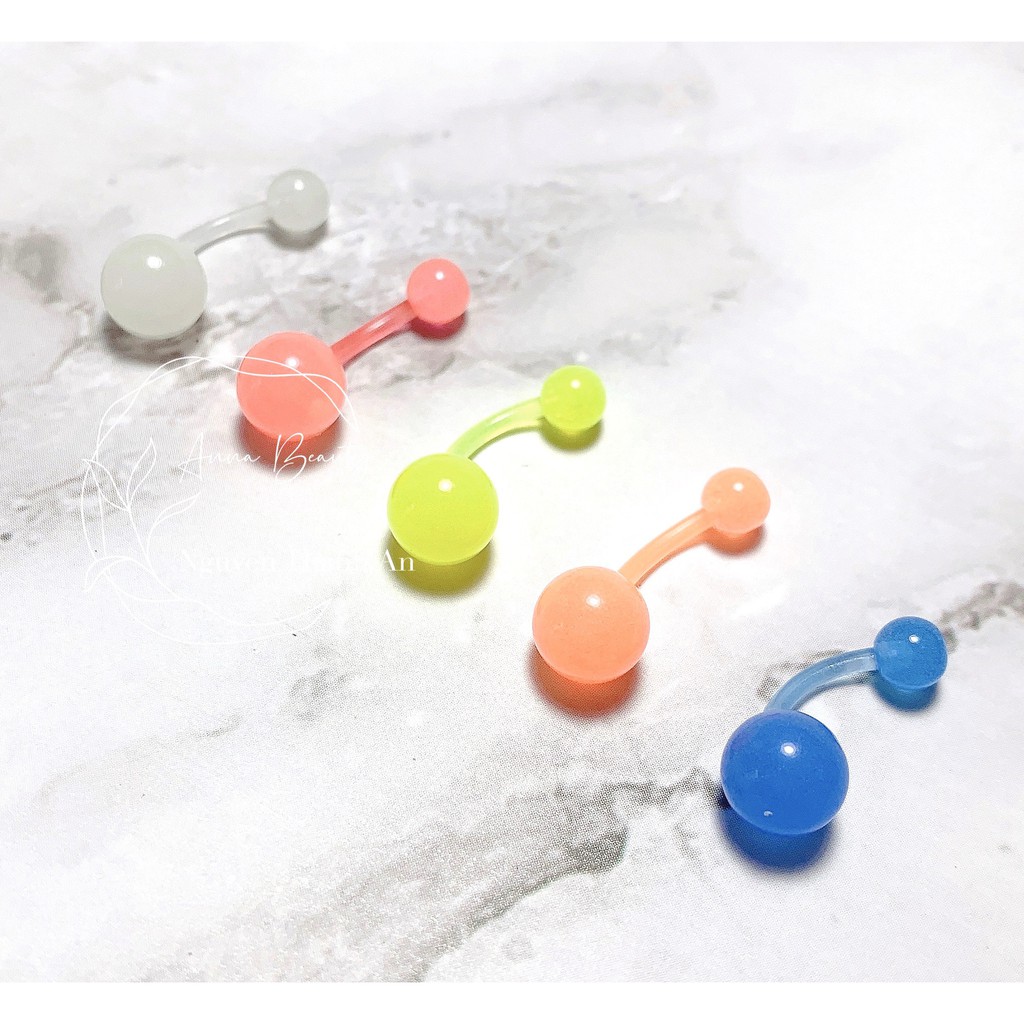 Khuyên rốn dạ quang nhựa JOLLY nhiều màu sắc
