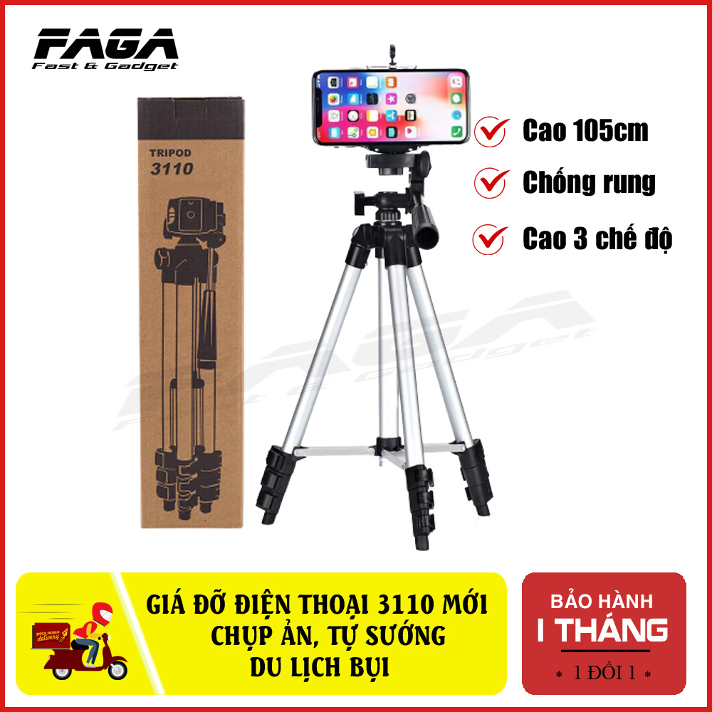 Gậy 3 chân chụp hình máy ảnh, điện thoại Tripod 3110, Tripod chụp ảnh livetream, Chân đế điện thoại quay tiktok