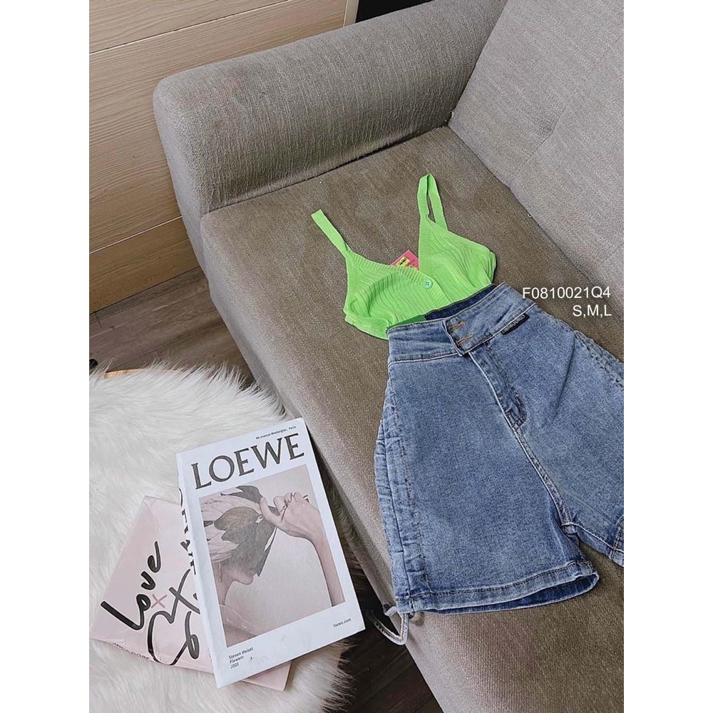Quần short jean rút dây hai bên sườn lưng cao hàng đẹp!