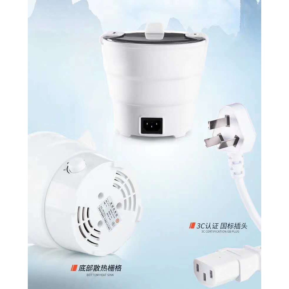 Nồi Điện Đa Năng Gấp Gọn, Nhỏ Gọn Tiện Lợi Nấu Lẩu, Mì, Hấp, Cháo