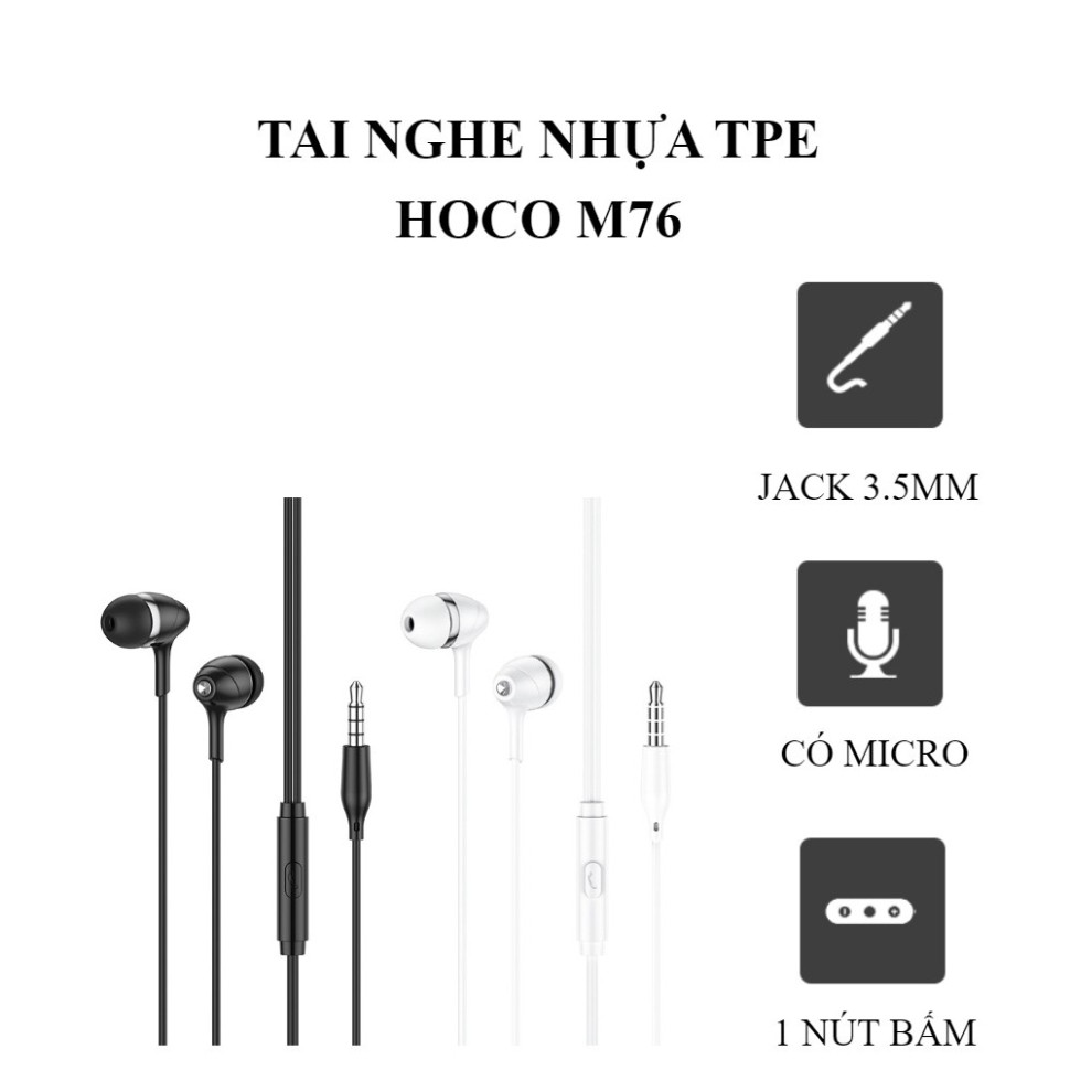 TAI NGHE DÂY HOCO M76 CÓ MICRO JACK 3.5MM Dành cho điện thoại iPhone Xiaomi Huawei Samsung Oppo Realme Máy Tính RẺ ĐẸP