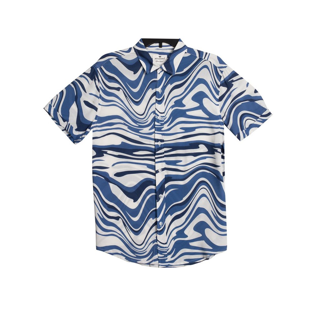 Áo sơ mi nam ngắn tay ARISTINO dáng Casual fit vừa vặn, thiết kế họa tiết tràn đầy năng lượng, thoáng mát - ASSM08S9