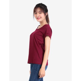 Áo Thun Nữ Cao Cấp Cổ Tim - Đỏ Đô