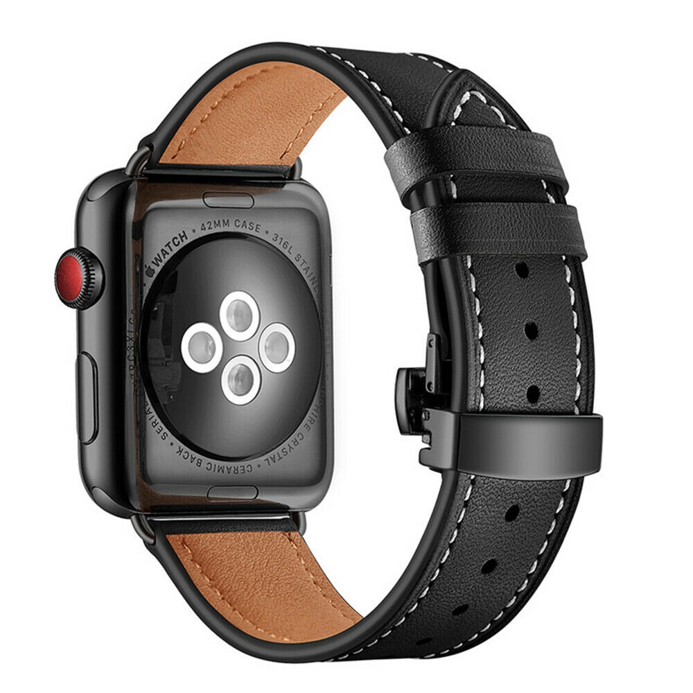 Dây Đeo Da Khóa Bướm Dành Cho Đồng Hồ Thông Minh Apple iWatch Series 6 SE 5 4 3 40/44mm