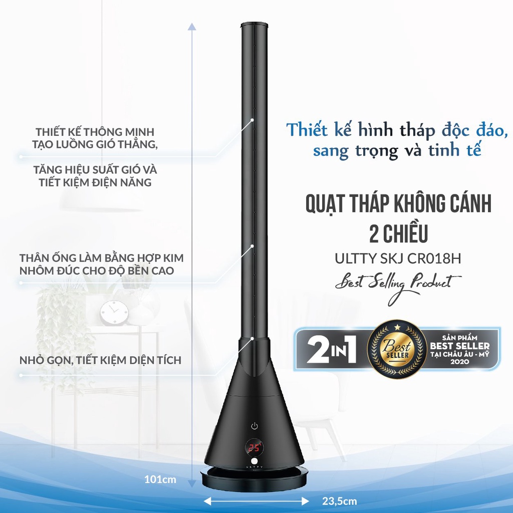 Quạt Tháp Không Cánh 2 Chiều ULTTY SKJ-CR018H / ULTTY CR018 - Hàng chính hãng