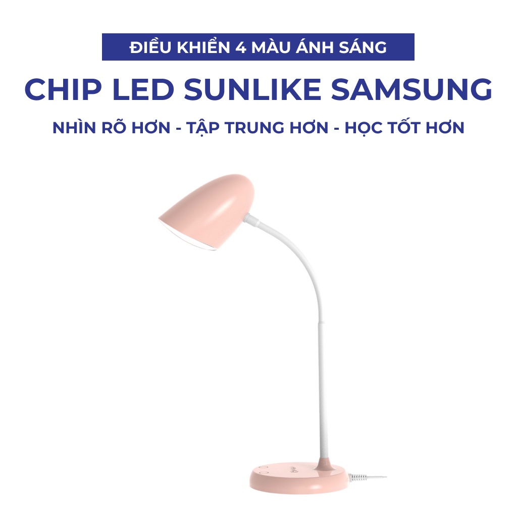 Đèn học Rạng Đông chống cận 6W, để bàn cảm ứng 3 chế độ cho bé học sinh đọc sách, làm việc,RD-RL-38.PLus