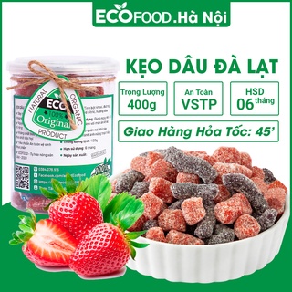 Kẹo Dâu Tây 400G Ecofood - Đồ ăn vặt Việt Nam - An toàn vệ sinh thực phẩm