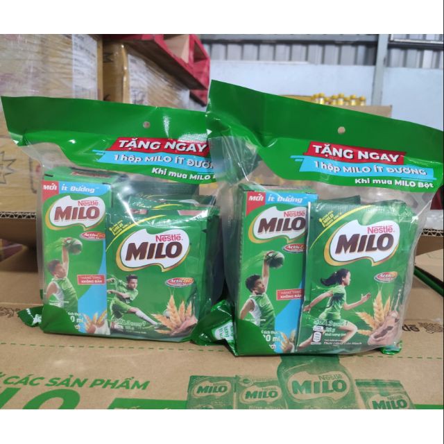 [ Tặng 1 hộp Milo] Combo 2 dây Milo bột - dây 10 gói * 22g tặng kèm 1 hộp Milo ít đường 180ml