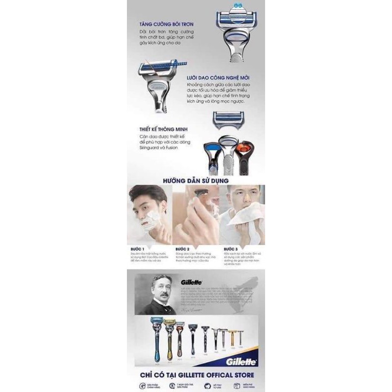 Dao cạo râu Gillette 1+6 Skinguard Nhật Bản thiết kế đặc biệt dành cho da nhạy cảm, da mụn