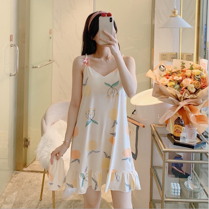 {Freeship+ ảnh thật} Váy đầm ngủ 2 dây đuôi cá, váy mặc nhà thiết kế có đệm ngực Vn01