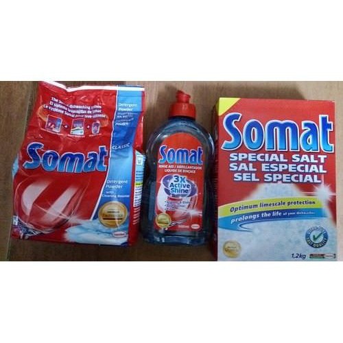 Tặng 5 viên rửa Combo BỘT RỬA BÁT SOMAT ( hàng chính hãng ) gồm bột rửa bát, muối rửa, nước làm bóng
