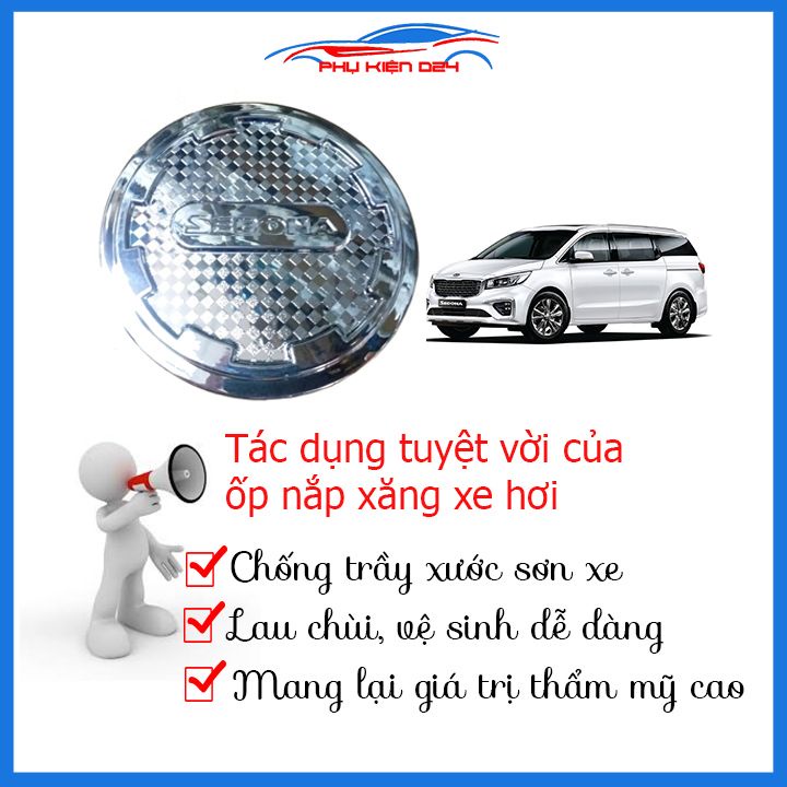 Ốp nắp bình xăng Sedona 2016-2017-2018-2019 mạ crom chống trầy trang trí ô tô