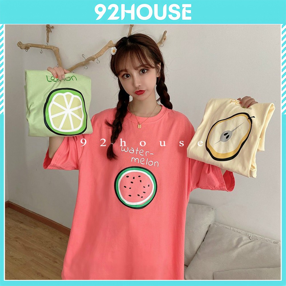 Áo thun tay lỡ unisex trái cây freesize Ulzzang