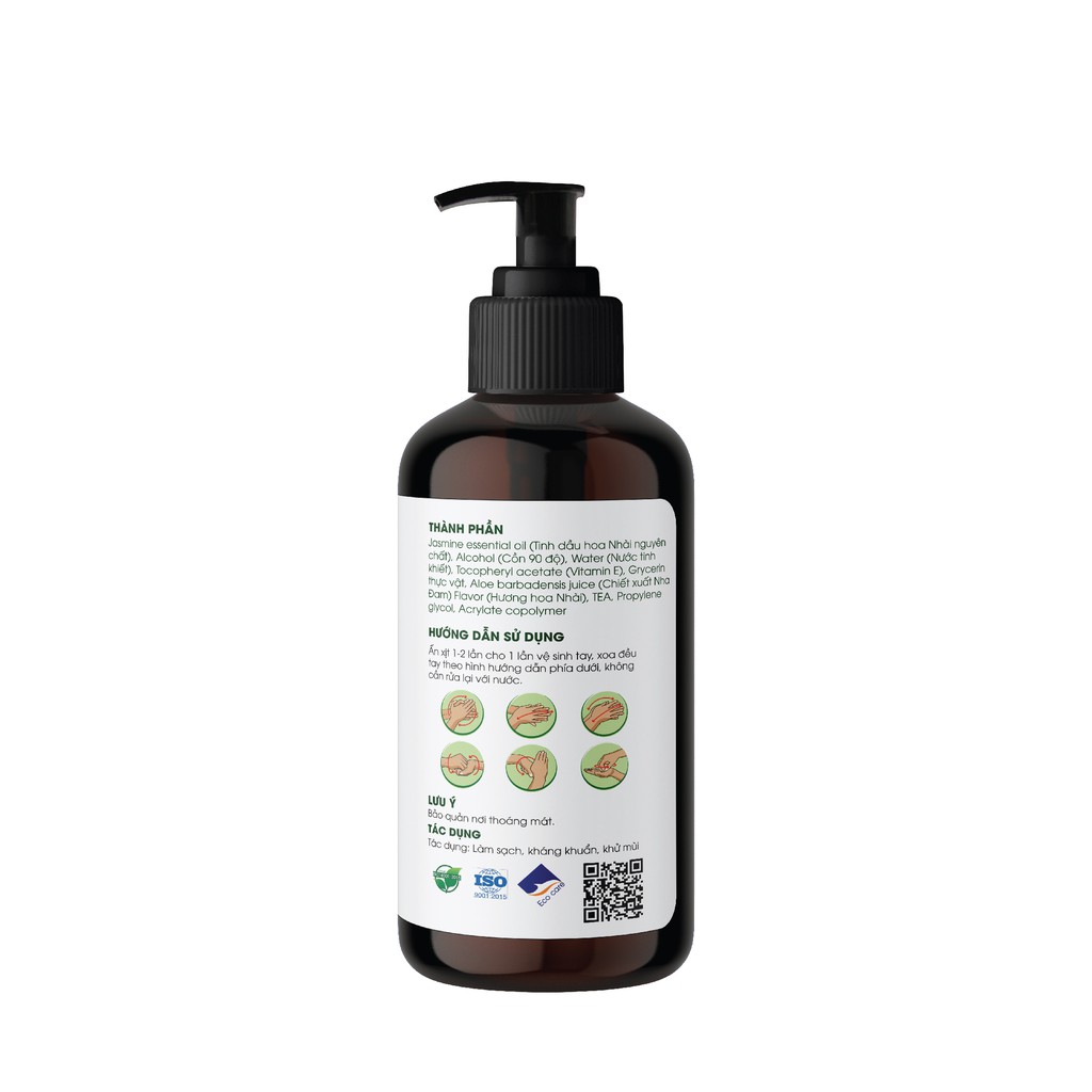 Gel Rửa Tay Khô Không Dùng Nước ECOCARE Hương Hoa Nhài Dung Tích 500ml, Sát Khuẩn Hiệu Quả, Bảo Vệ Da Tay