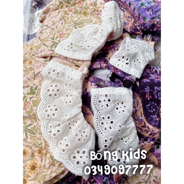 Bộ Thu Bé Gái Hoa Lá Riềm Cổ Next