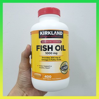 Viên uống dầu cá Omega 3 Fish Oil 1000mg Kirkland hộp 400 viên