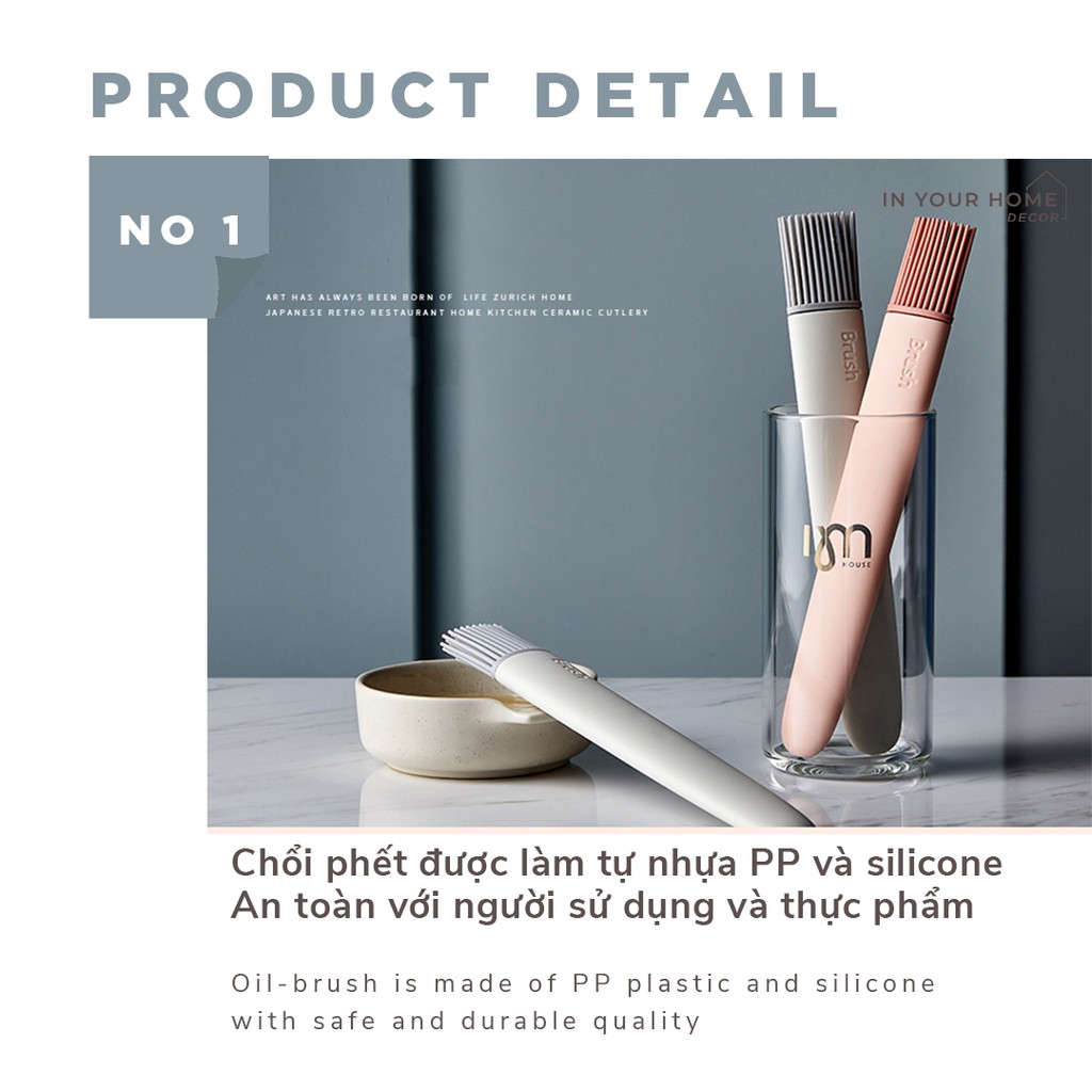 Chổi phết dầu cao cấp, cọ quét thực phẩm dầu ăn silicone