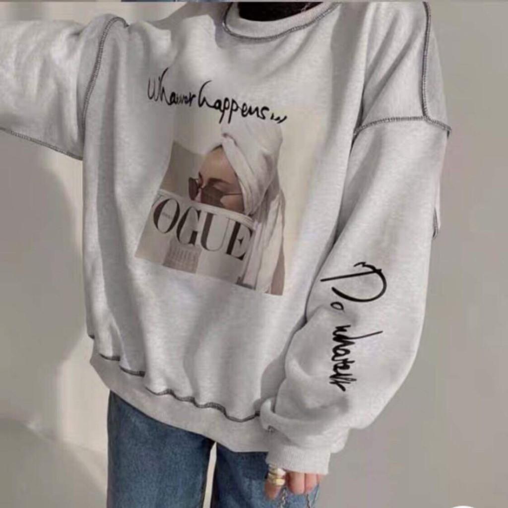 Áo Sweater Vogue Thời Trang Form Rộng Dài Tay, Áo Nỉ Dài Tay | BigBuy360 - bigbuy360.vn