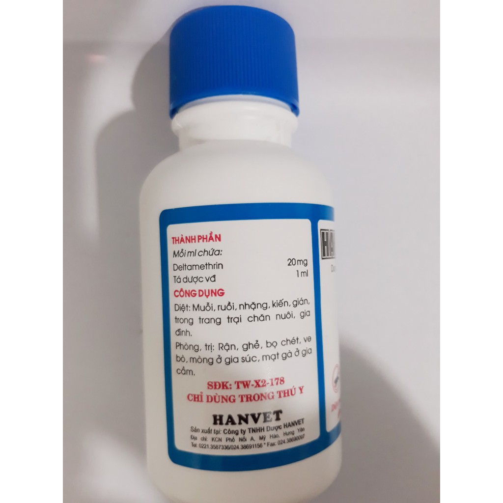 HANVET HANTOX-200 100ml DIỆT RUỒI, MUỖI, KIẾN, GIÁN, RẬN, VE GHẺ, BỌ CHÉT, MÒNG, MẠT GÀ