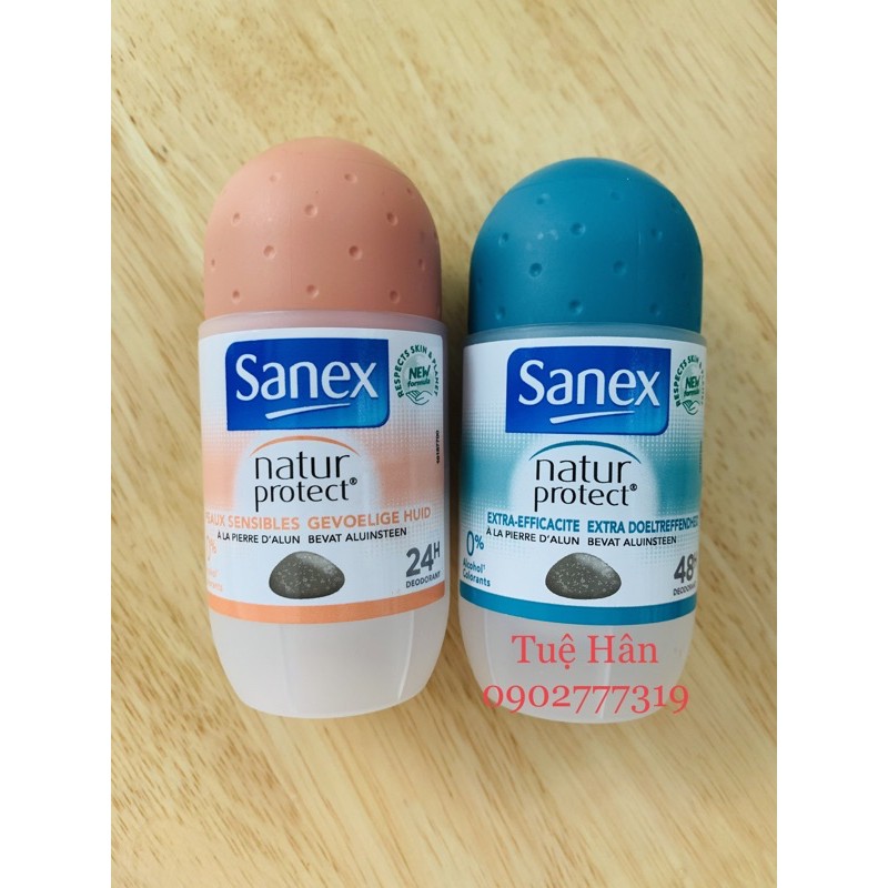 Lăn khử mùi Sanex natur protect không làm vàng áo vùng da dưới cánh tay, khô thoáng suốt cả ngày hàng của Pháp