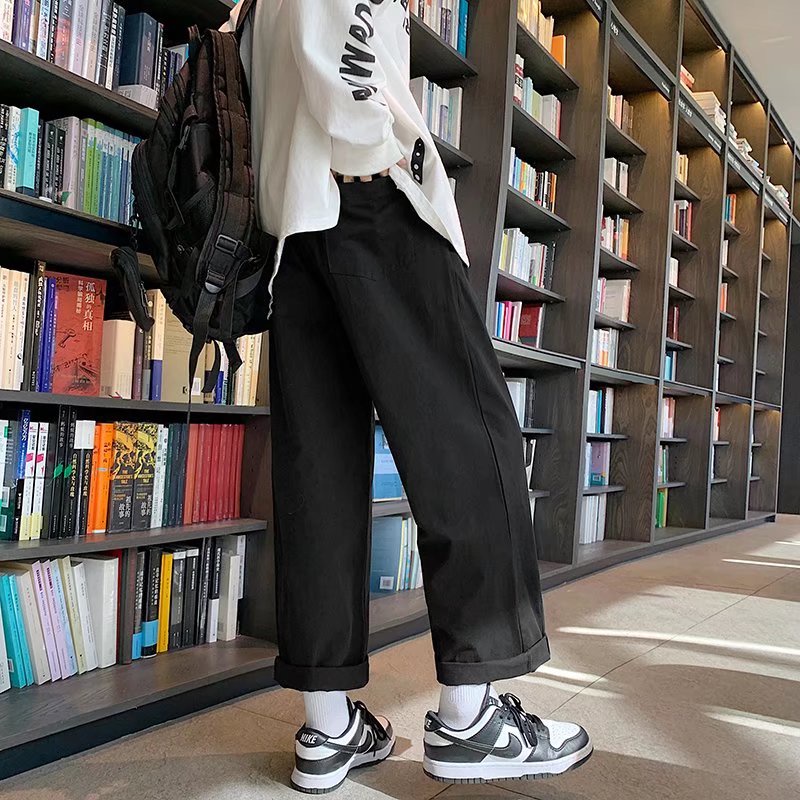 Quần Dài Ống Rộng Phong Cách Trẻ Trung Cho Nam Hàn Quốc thời trang quần ống suông simple retro new pants for men