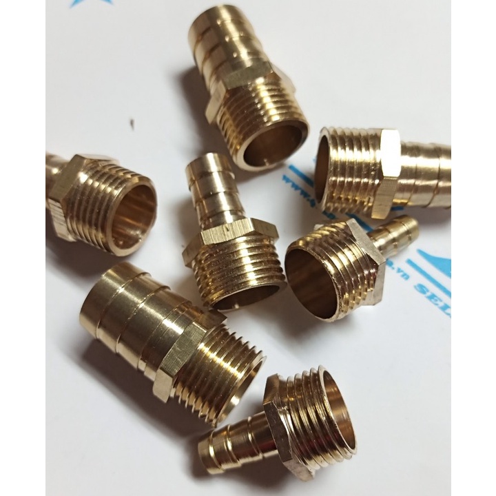 Nối Đuôi Chuột Ren Ngoài 21 Đầu Ra Nối Ống 8,10, 12,14, 16, 18, 20mm Tùy Chọn