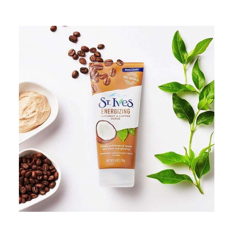 Sữa Rửa Mặt Tẩy Da Chết Mặt ST.Ives Cà Phê và Dừa Rise & Energize Coconut & Coffee Scrub 170gr