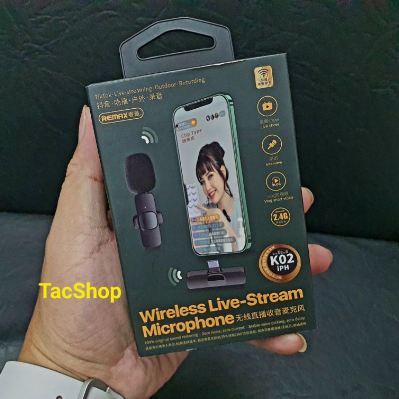 Micro thu âm không dây Remax K02/K03 cho điện thoại hỗ trợ Livestream