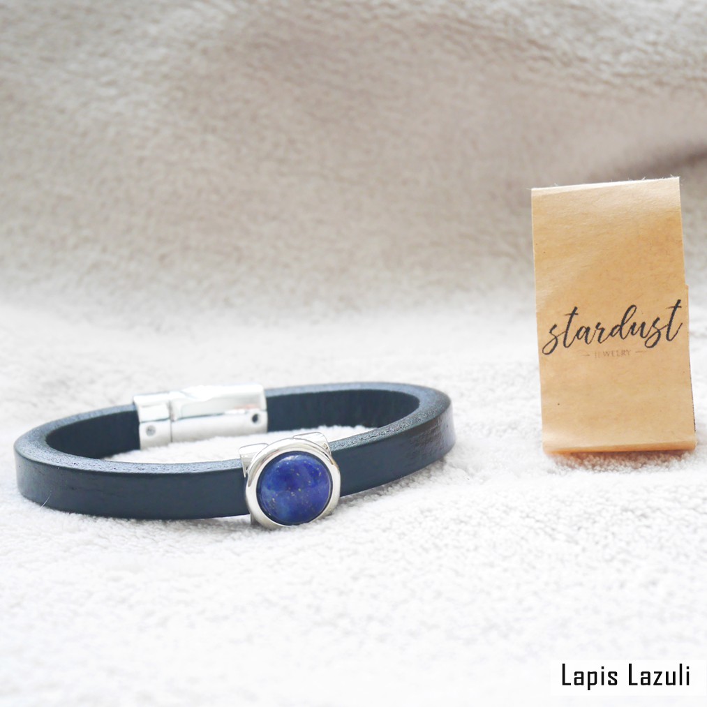 Vòng Da kèm charm Lapis Lazuli