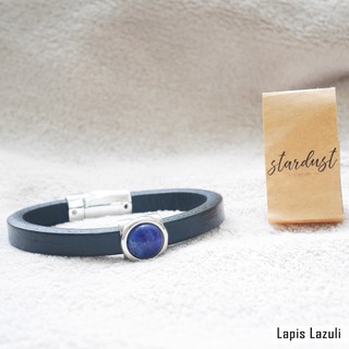Vòng Da kèm charm Lapis Lazuli