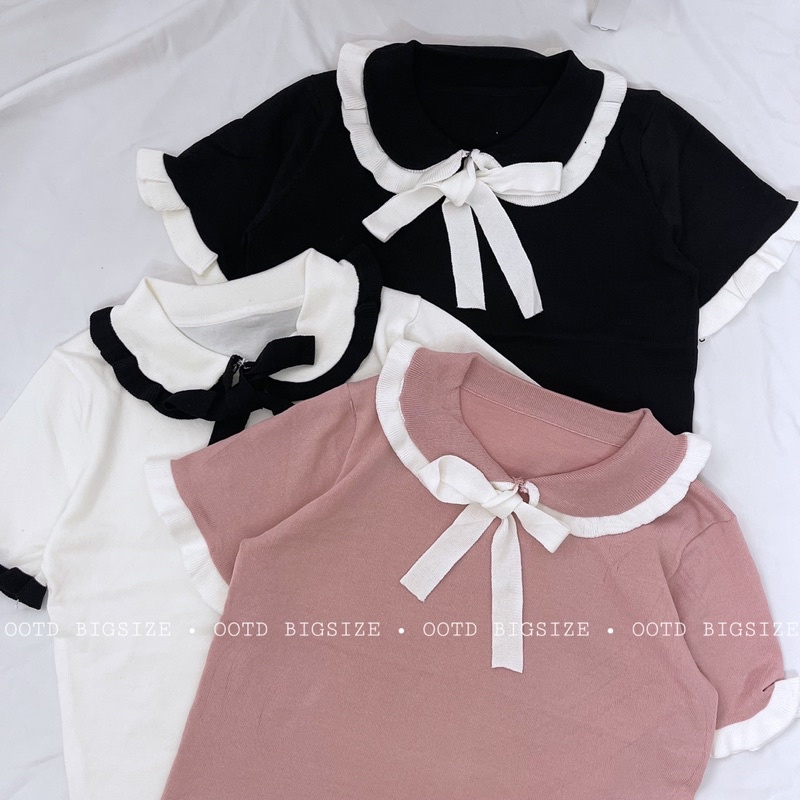 [OOTD BIGSIZE 60-90KG] Áo len dệt cổ sen nơ