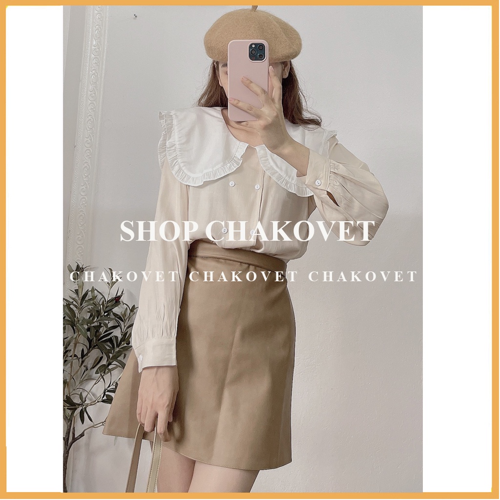 Áo sơ mi nữ kiểu tay bồng CKA884, kiểu áo nữ thiết kế 2 hàng cúc tay dài cổ bèo vải không nhăn mát mịn mặc đẹp dáng xinh | BigBuy360 - bigbuy360.vn