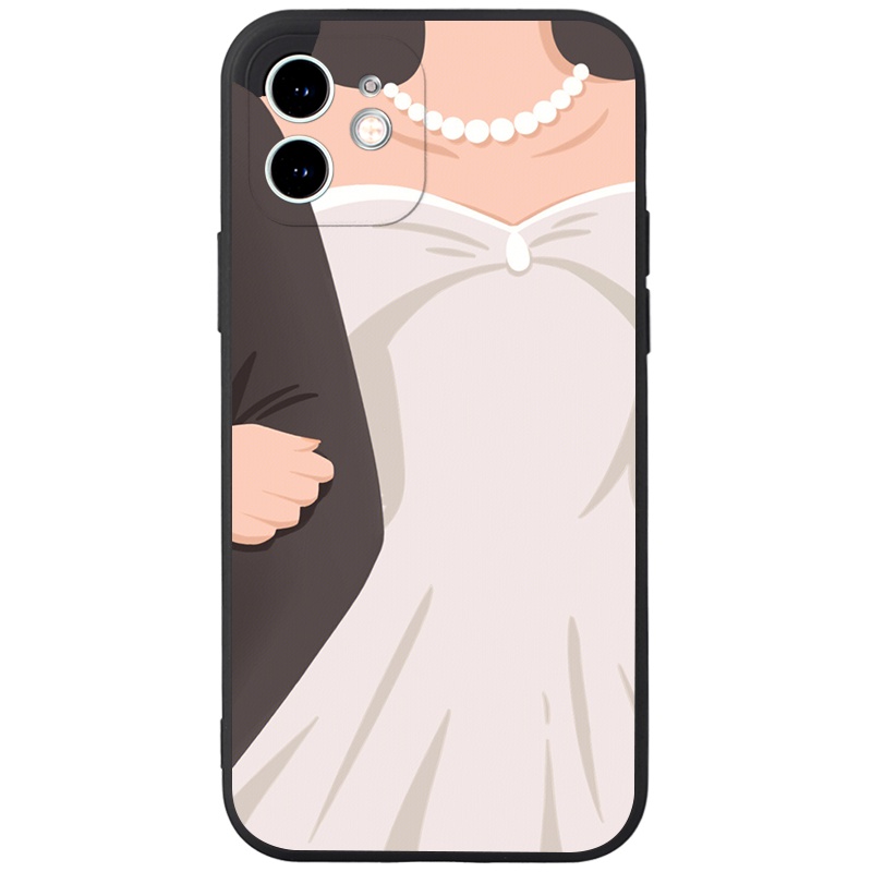 Ốp lưng JURSUE hoạt hình cặp đôi dễ thương đẹp đen Cho iPhone 14 13 12 11 Pro Max SE 2020 X XR XS 8 7 ip 6S 6 Plus Y2272